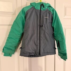 Patagonia kids powder town green and gray Jacket